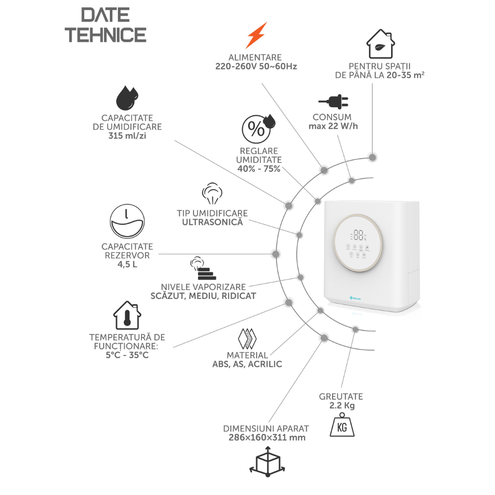 Umidificator, U32 Orio, AlecoAir